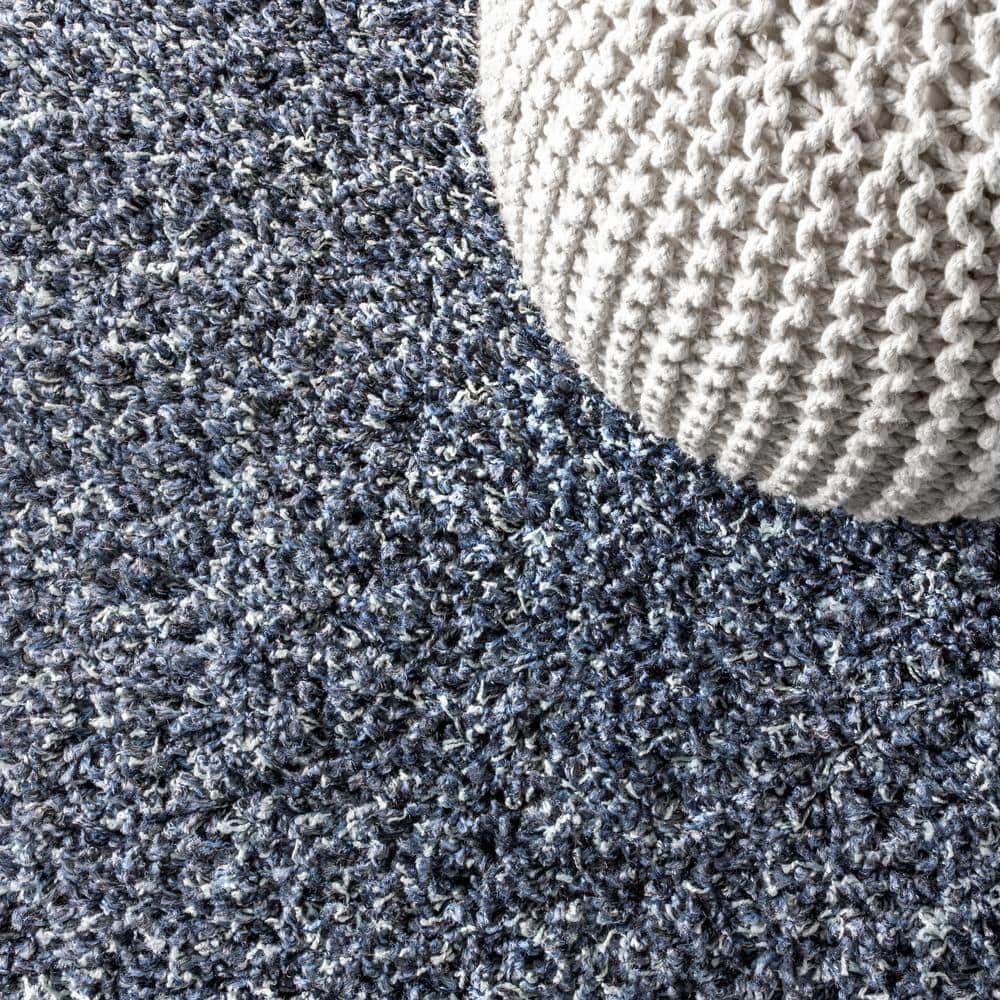 Denim Blue 8' x 10' Shag Area Rug with Tassels