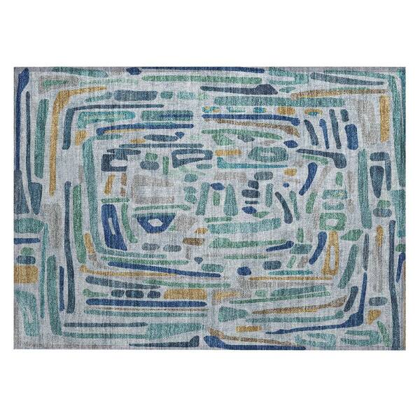 Chantille Machine Washable Indoor/Outdoor Abstract ACN2432 Teal 2 ft. x 3 ft. Accent Rug