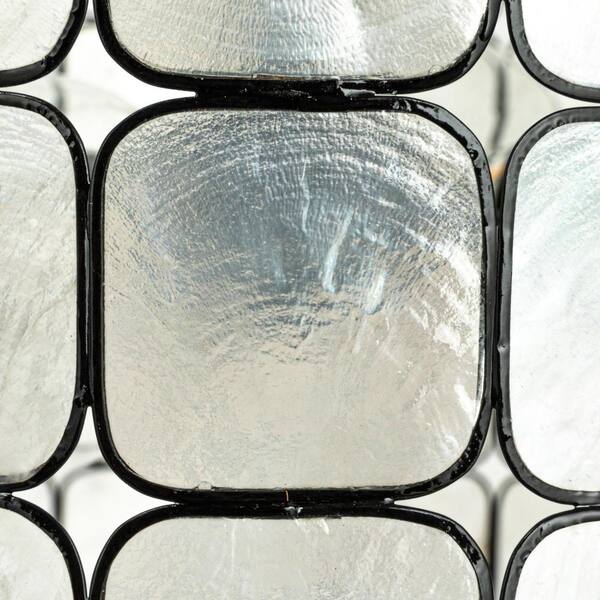 Storied Home Emma 1-Light Black Finish Round Capiz Shell