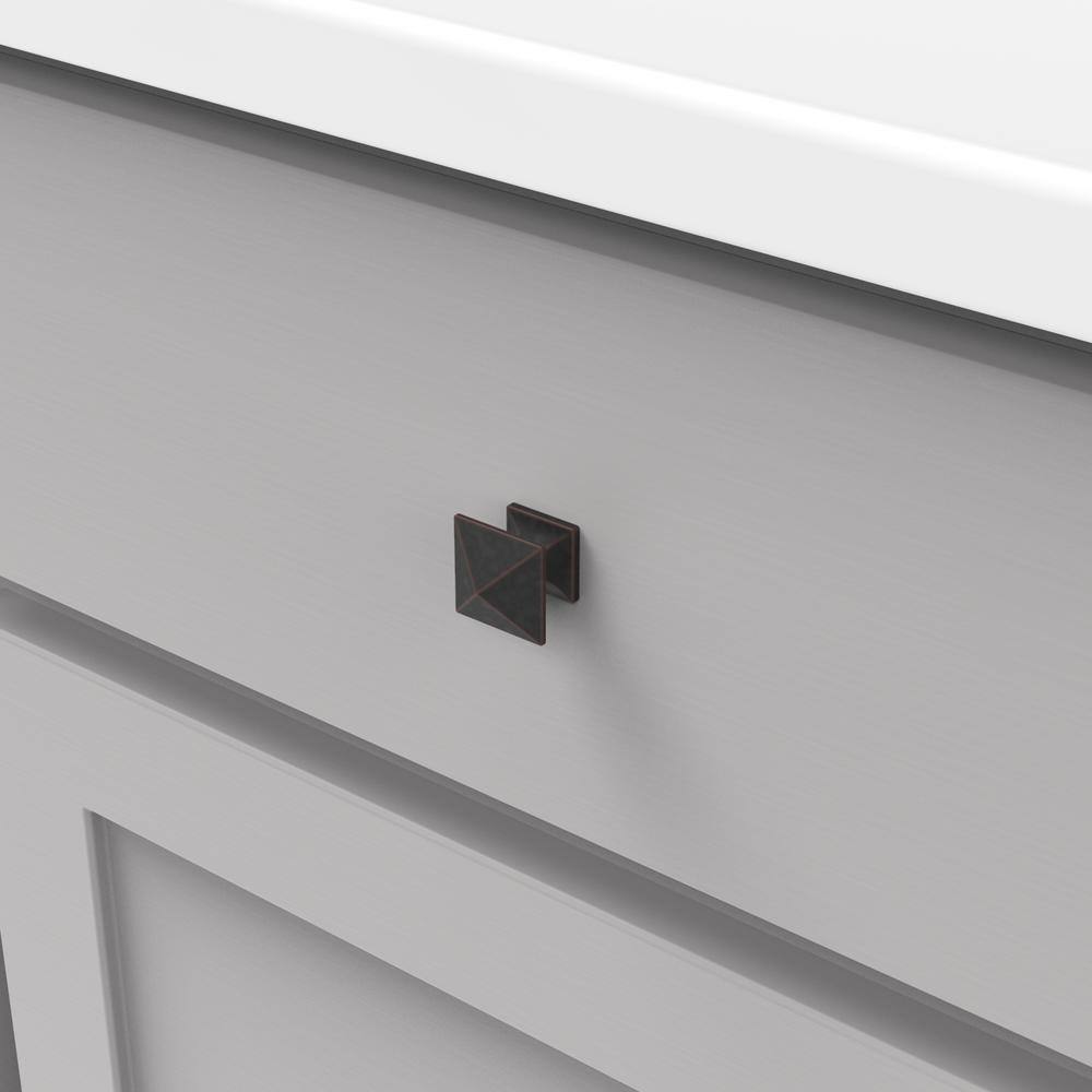 Modern Square Oil-Rubbed Bronze Cabinet Knob with Mounting Hardware