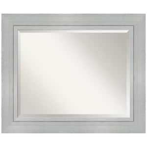 Romano Silver 35.25 in. x 29.25 in. Beveled Rectangle Wood Framed Bathroom Wall Mirror in Silver