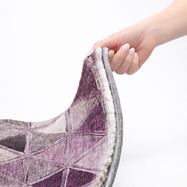 Dream Shag Premium Machine Washable Abstract ADS722 Merlot 8 ft. x 8 ft. Round Rug