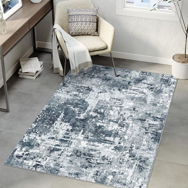 Polaris Gray 3 ft. x 5 ft. Washable Modern Abstract Area Rug