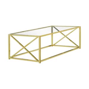 Mariana 44 in. Rectangle Glass Gold Coffee Table