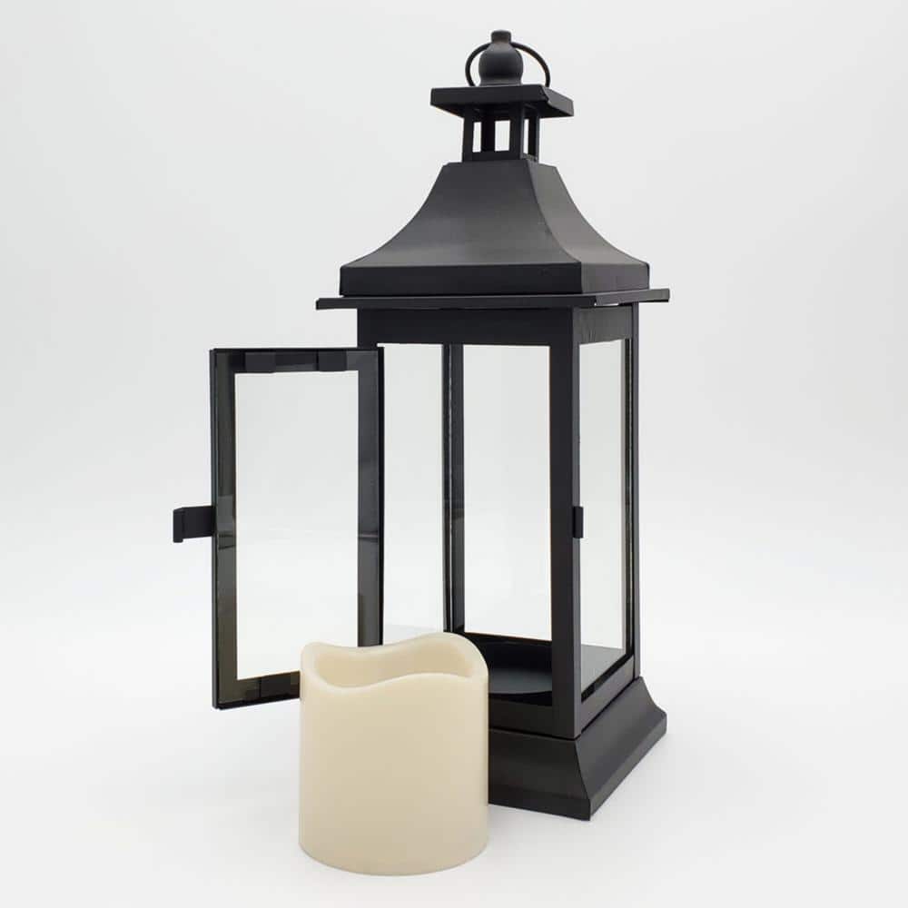 Amber Glow 5" Flameless LED Metal Lantern - Tabletop or Hanging
