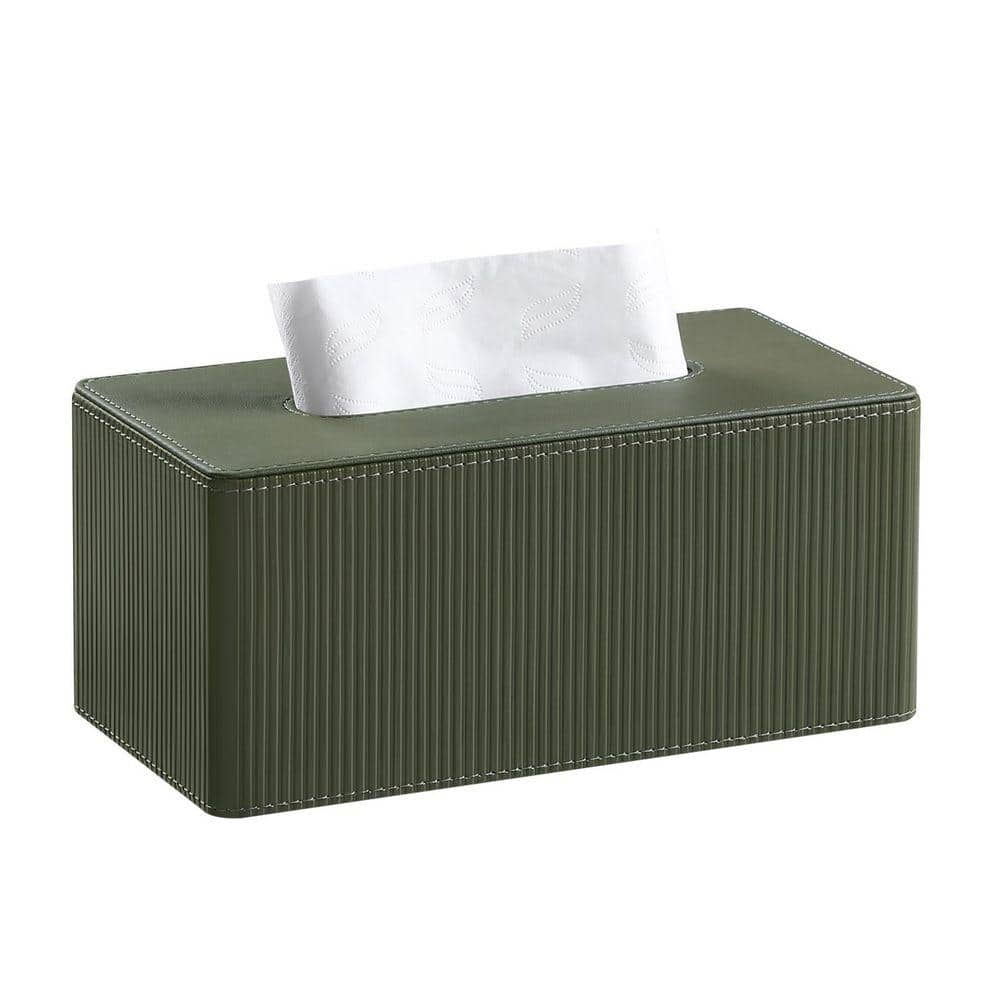 Anqtovp Green Faux Leather Rectangular Tissue Box Cover with