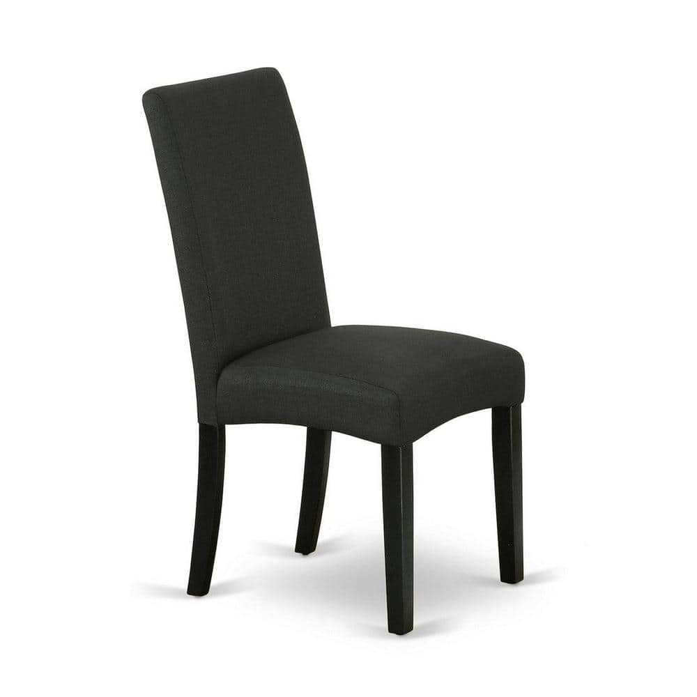 Sophisticated Black 5-Piece Round Dining Set with Linen Chairs