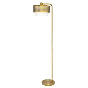 Lorelai 65.25 in. Gold-Tone Candlestick Floor Lamp with 2-Piece Gold and White Drum Shade