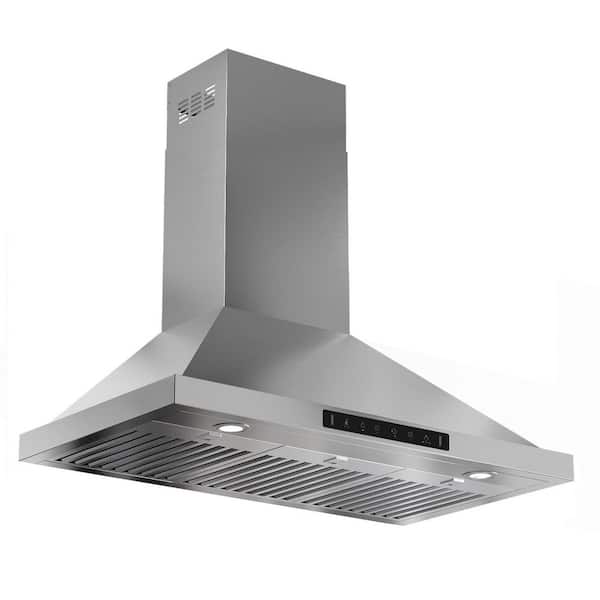 VIKIO 36 in. 900CFM Convertible Wall Mount Range Hood in Stainless Steel 3-Speed with Charcoal Filter and Gesture Control