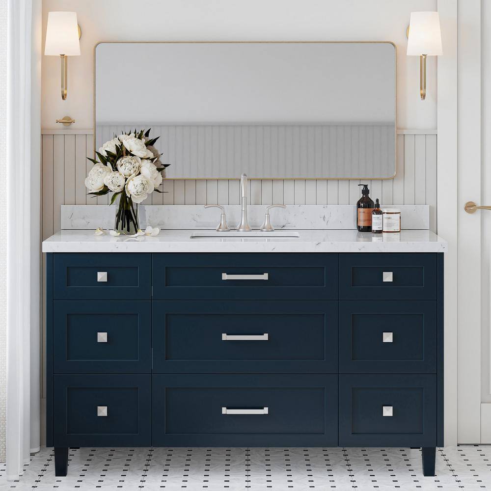 Monroe 60" Midnight Blue Freestanding Single Vanity Base
