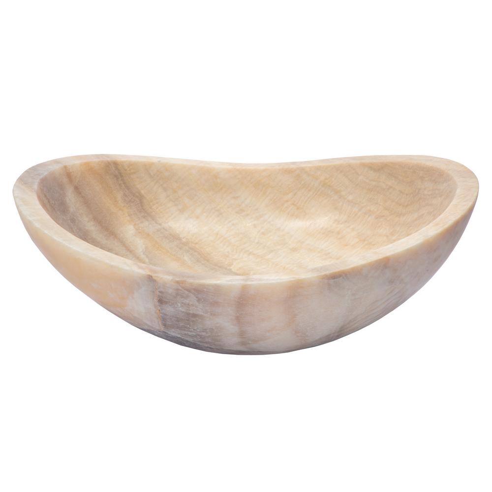 18'' Beige Stone Oval Vessel Bathroom Sink
