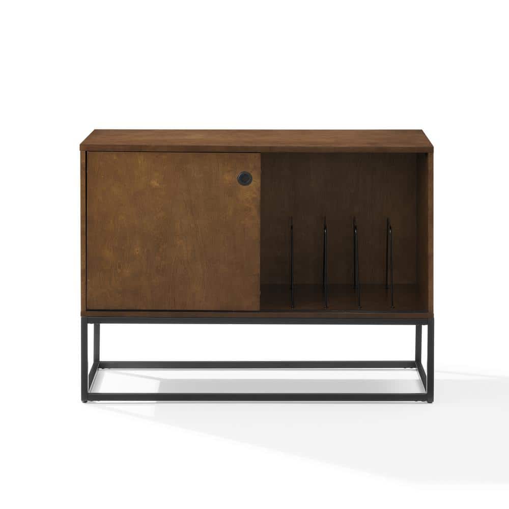 Byron 45'' Brown and Black Modern Vinyl Record Storage Console