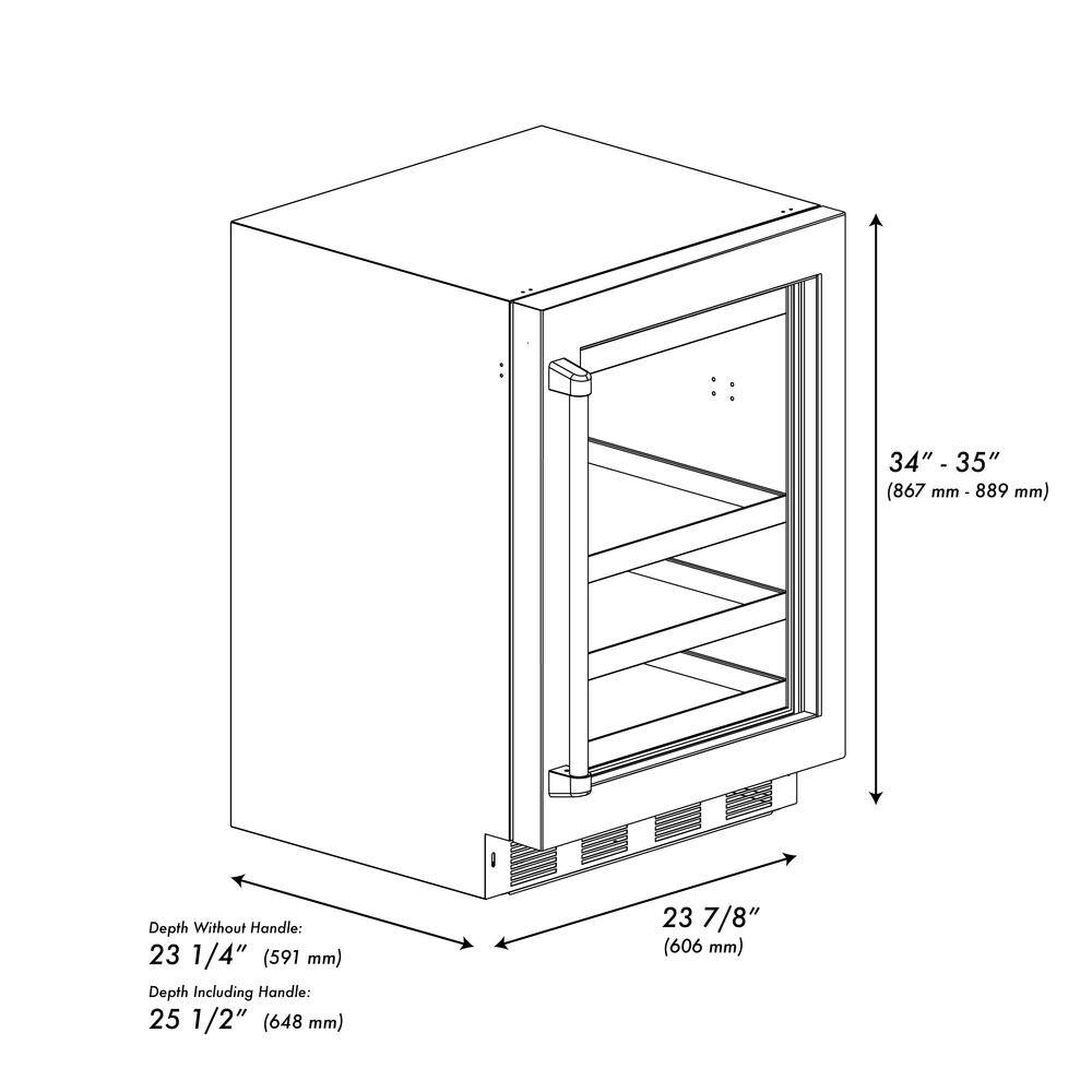 24" White Matte Undercounter Stainless Steel Beverage Fridge