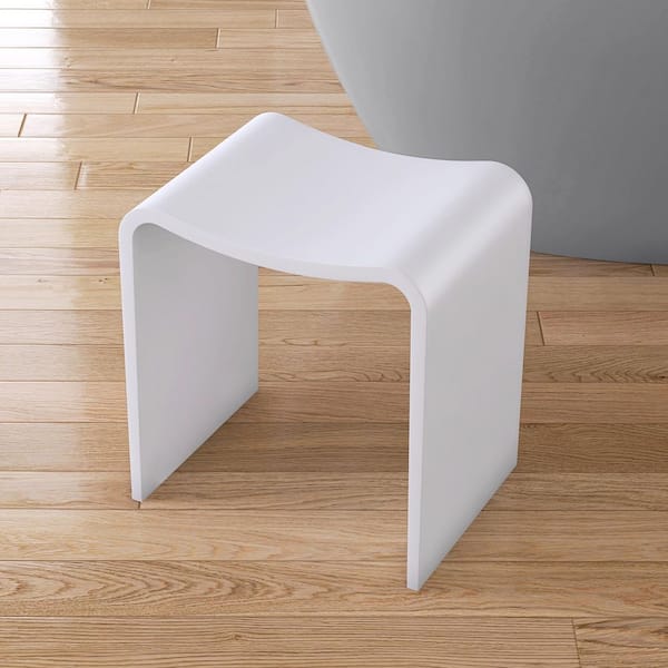 15.7 in. Solid Surface Shower Stool in White