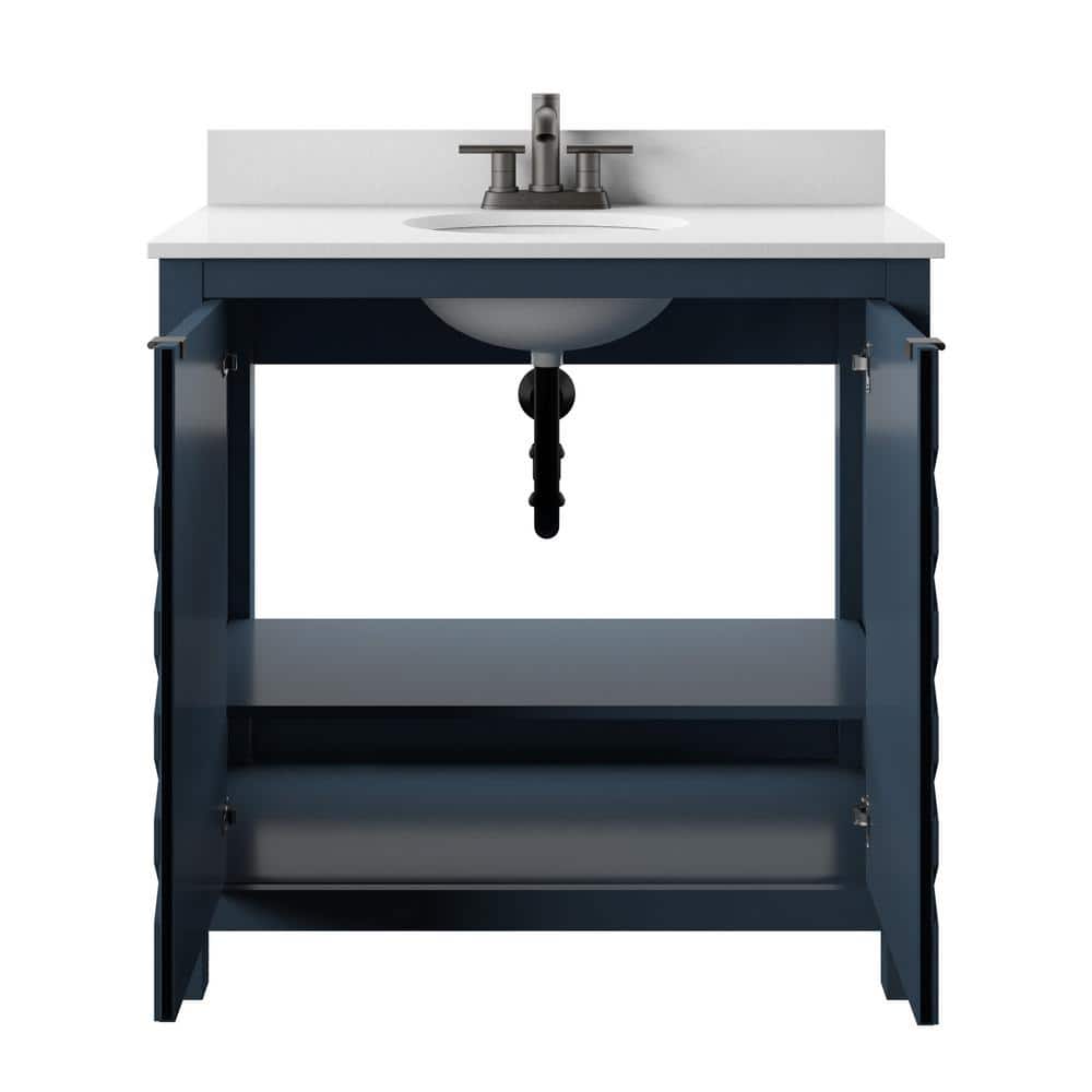 Franklin Blue MDF Single Vanity with White Ceramic Sink