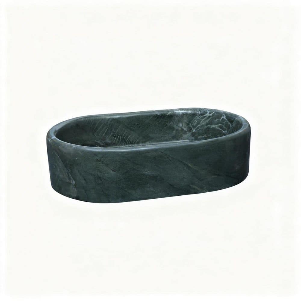 23.6 in. Vessel Bathroom Sink 15.7 in. in Green Polished Natural Marble with Overflow Durable Construction price history on PriceWatchPro