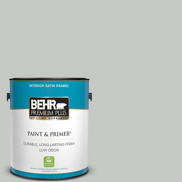 BEHR PREMIUM PLUS 1 gal. #BNC-07 Frosted Silver Satin Enamel Low Odor Interior Paint & Primer