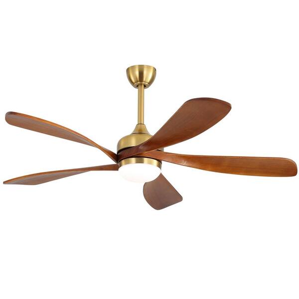 Unbranded Ceiling Fan 52 in. W in Smart Indoor Walnut Low Profile Ceiling Fan with Color Adjustable LED with Remote