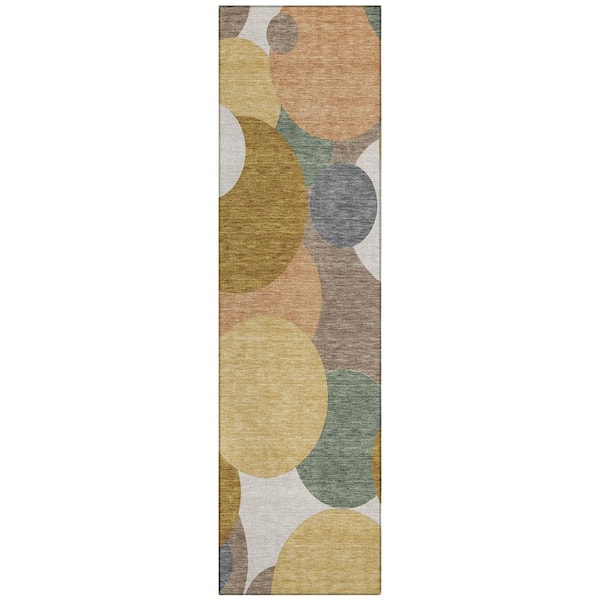 Chantille Machine Washable Indoor/Outdoor Abstract ACN2905 Gold 2 ft. x 7 ft. Runner Rug