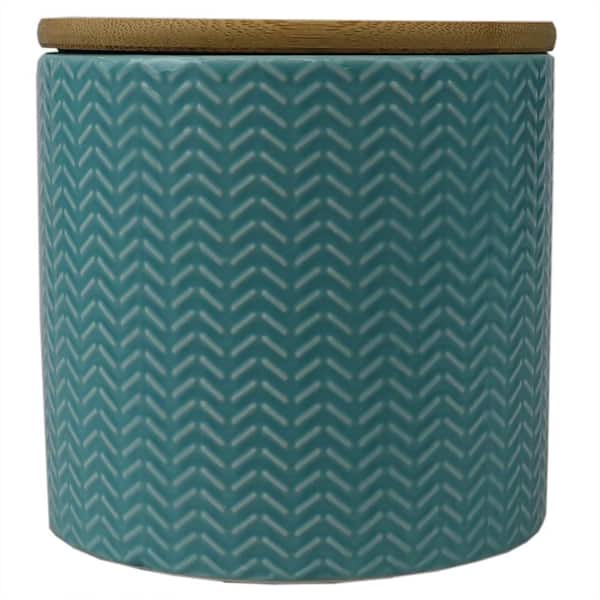 Home Basics Wave Small Ceramic Canister, Turquoise