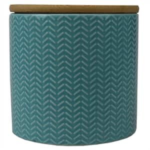 Wave Medium Ceramic Canister, Turquoise