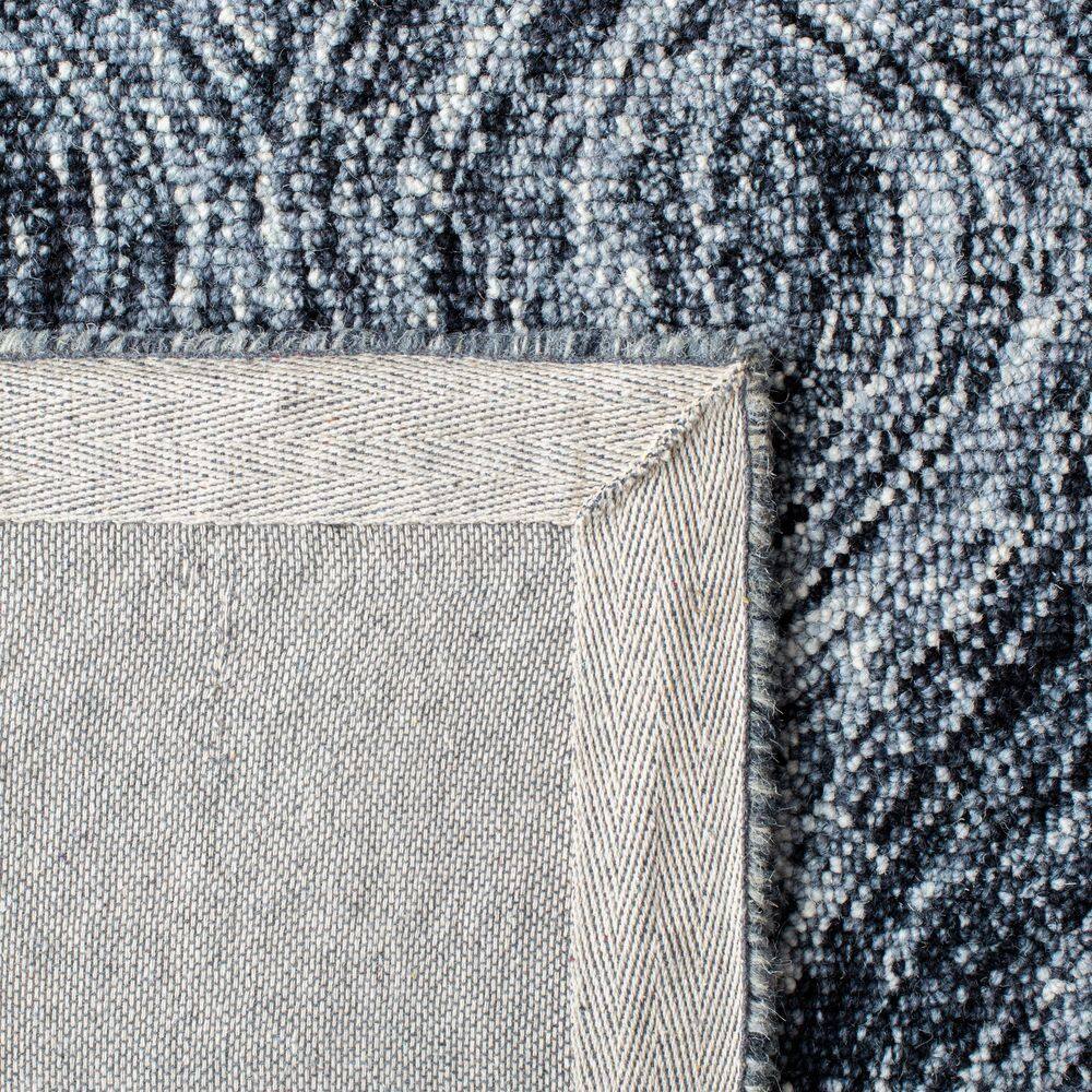 Gray and Blue Handmade Wool 9' x 12' Geometric Area Rug