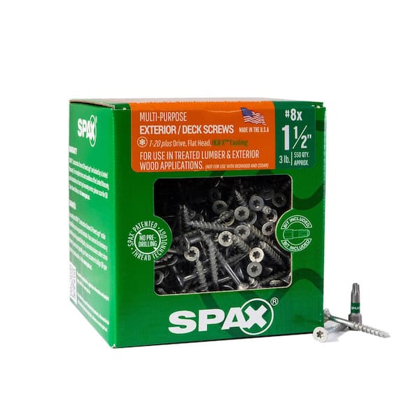 SPAX #8 x 1-1/2 in. Exterior Flat Head Deck Wood Screws Construction Torx T-Star Plus (550-Each) 3 lb. Bit Included