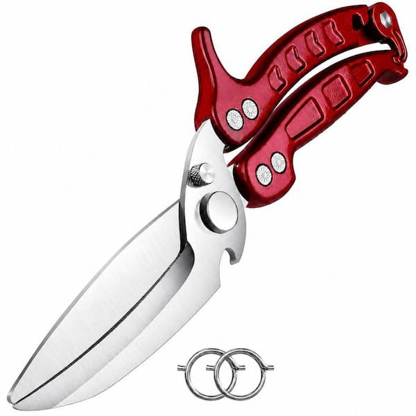 Burgundy Stainless Steel Heavy Duty Poultry Shears for Chicken and Meat Cutting Dishwasher Safe, Christmas Thanksgiving