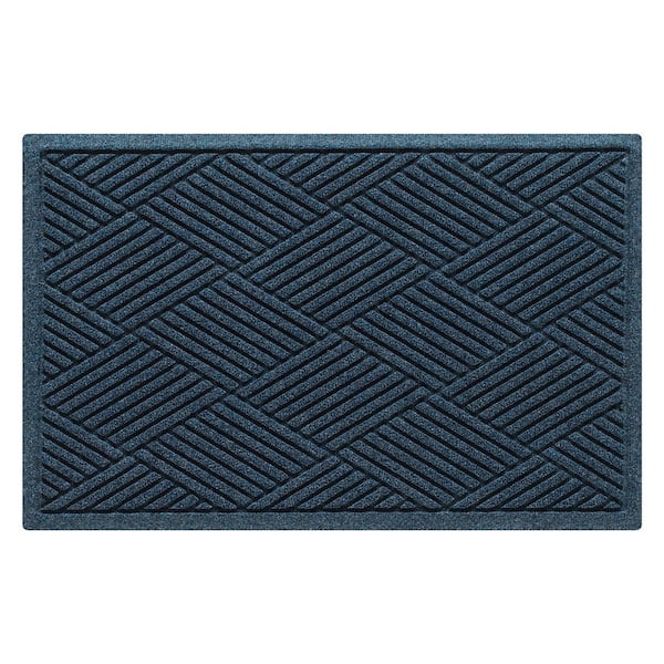 Bungalow Flooring Waterhog Diamonds 23 in. x 35 in. PET Polyester Indoor Outdoor Door Mat Navy