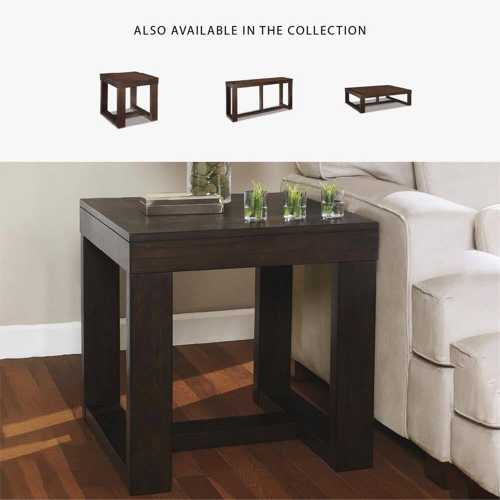 Watson 24.13 in. Dark Brown Square Wood End Table with Trestle Base - thumbnail 6