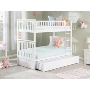 Columbia Bunk Bed Twin over Twin with Twin Size Urban Trundle Bed in White