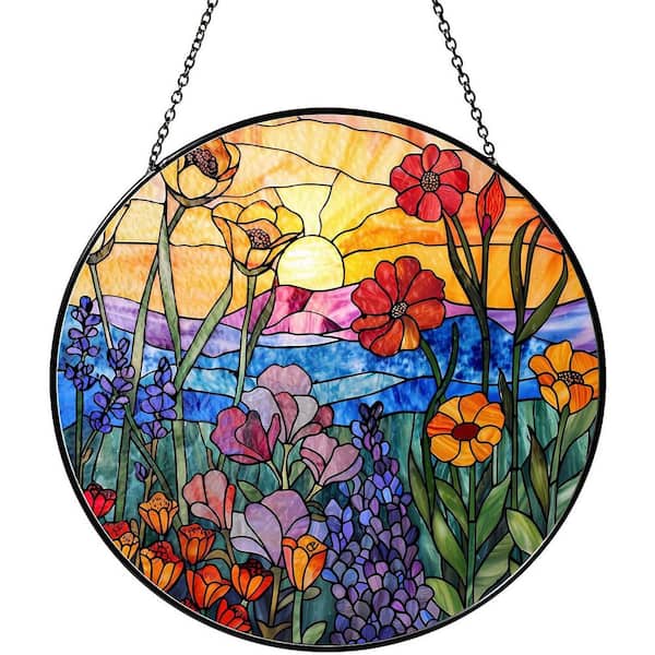 Wildflowers Sun Catcher Stained Glass Window Hanging