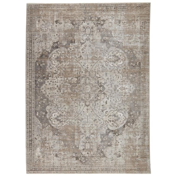 VIBE BY JAIPUR LIVING Vibe Ginevra Gray/Ivory 5 ft. 3 in. x 7 ft. 6 in. Medallion Rectangle Area Rug