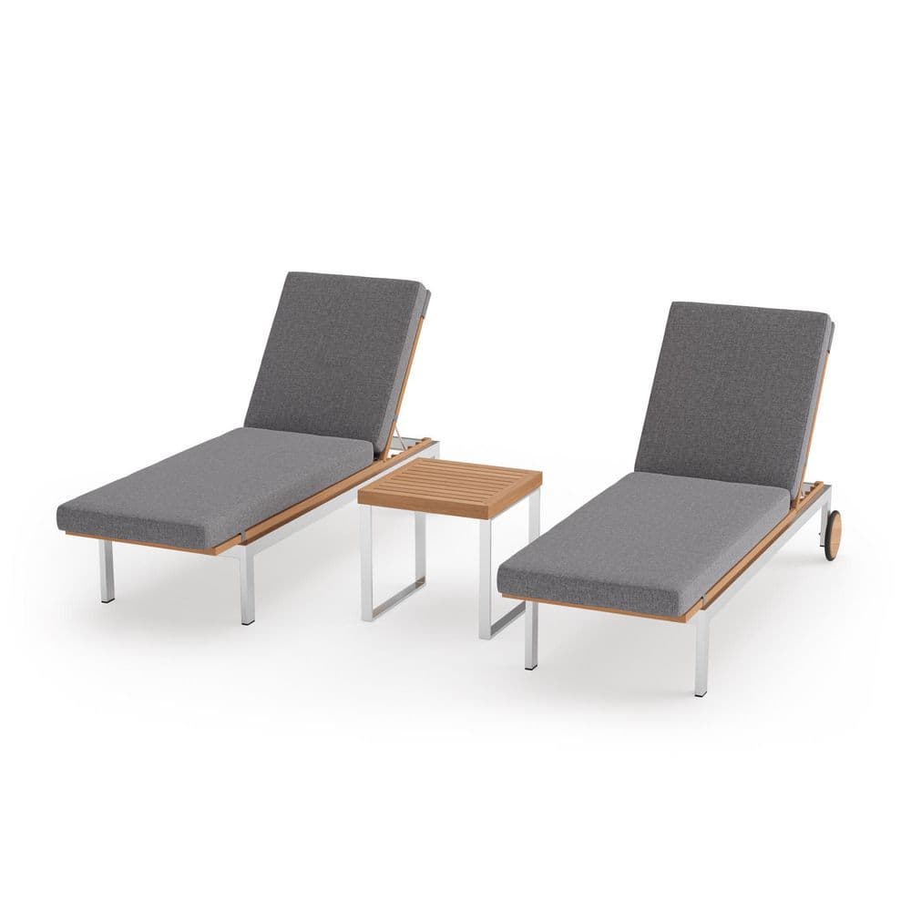 NewAge Products Monterey 2 Piece Stainless Steel Teak Outdoor Chaise