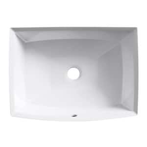 Archer 19-7/8 in. Rectangle Undermount Bathroom Sink in White with Overflow Drain