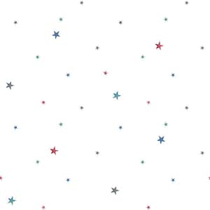 Tiny Tots 2 Collection Navy/Blue/Red Matte Kids Stars Design Non-Pasted Non-Woven Paper Wallpaper Roll