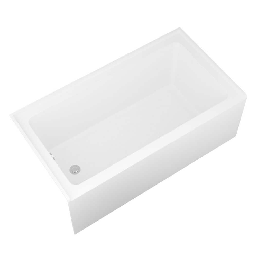 60 in. x 32 in. Soaking Bathtub with Back-to-Wall Design and Chrome Hand-Twist Left Drain in Glossy White price history on PriceWatchPro