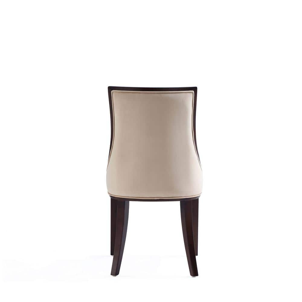 Tan Faux Leather Upholstered Parsons Side Chair with Beech Wood Legs