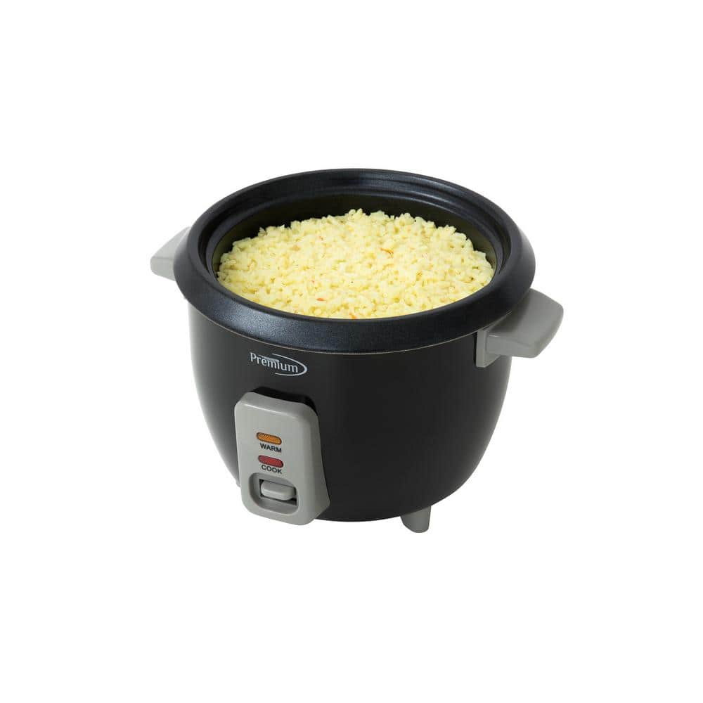 6-Cup Black Electric Non-Stick Rice Cooker with Steamer