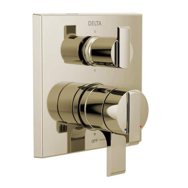 Delta Ara Modern 2-Handle Wall-Mount Valve Trim Kit with 6-Setting Integrated Diverter in Polished Nickel (Valve not Included)
