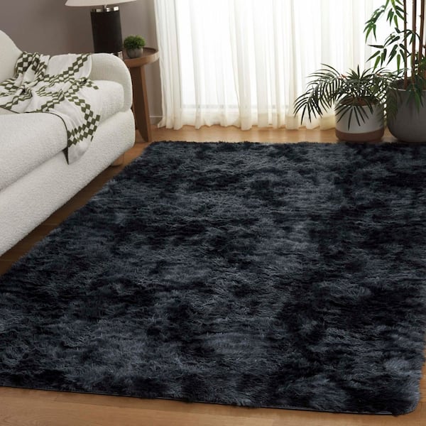Rainbow Shag 6 ft. x 9 ft. Dark Gray Abstract Solid Area Rug