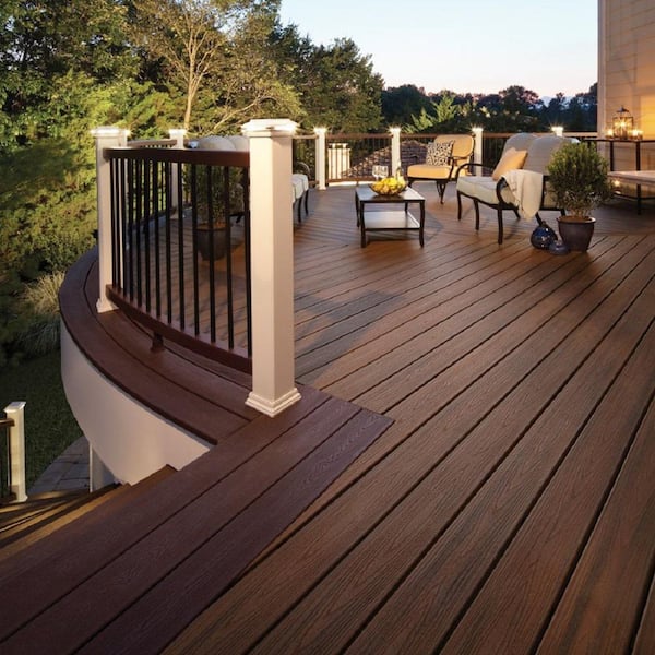 Transcend 1 in. x 6 in. x 12 ft. Spiced Rum Grooved Edge Brown Composite Deck Board