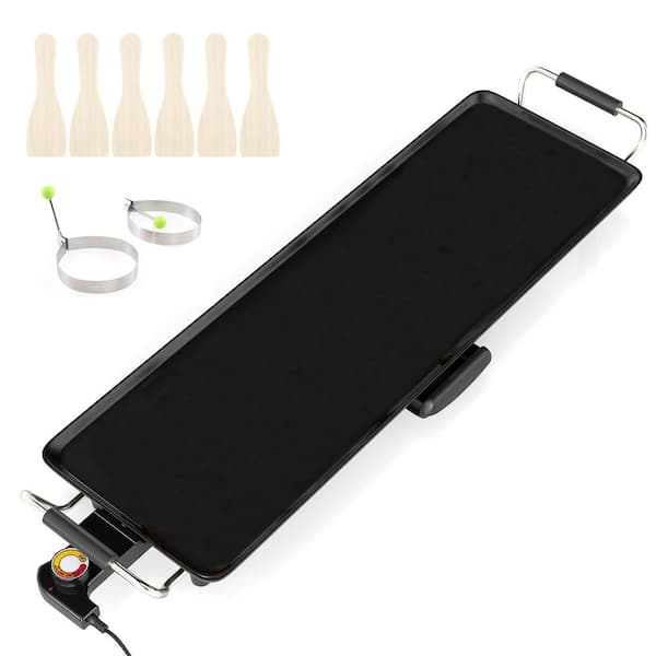 314 Sq. in. Large Black Electric Griddle Nonstick BBQ Grill with Adjustable Temperature