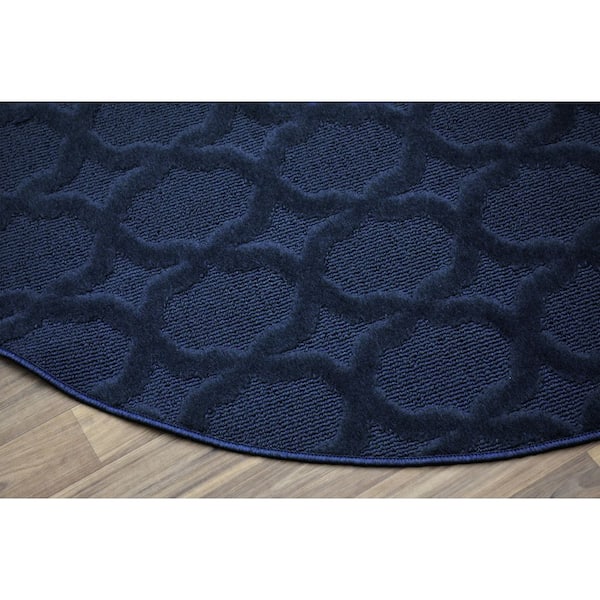 Sparta Indigo 5 ft. x 5 ft. Round Trellis Area Rug