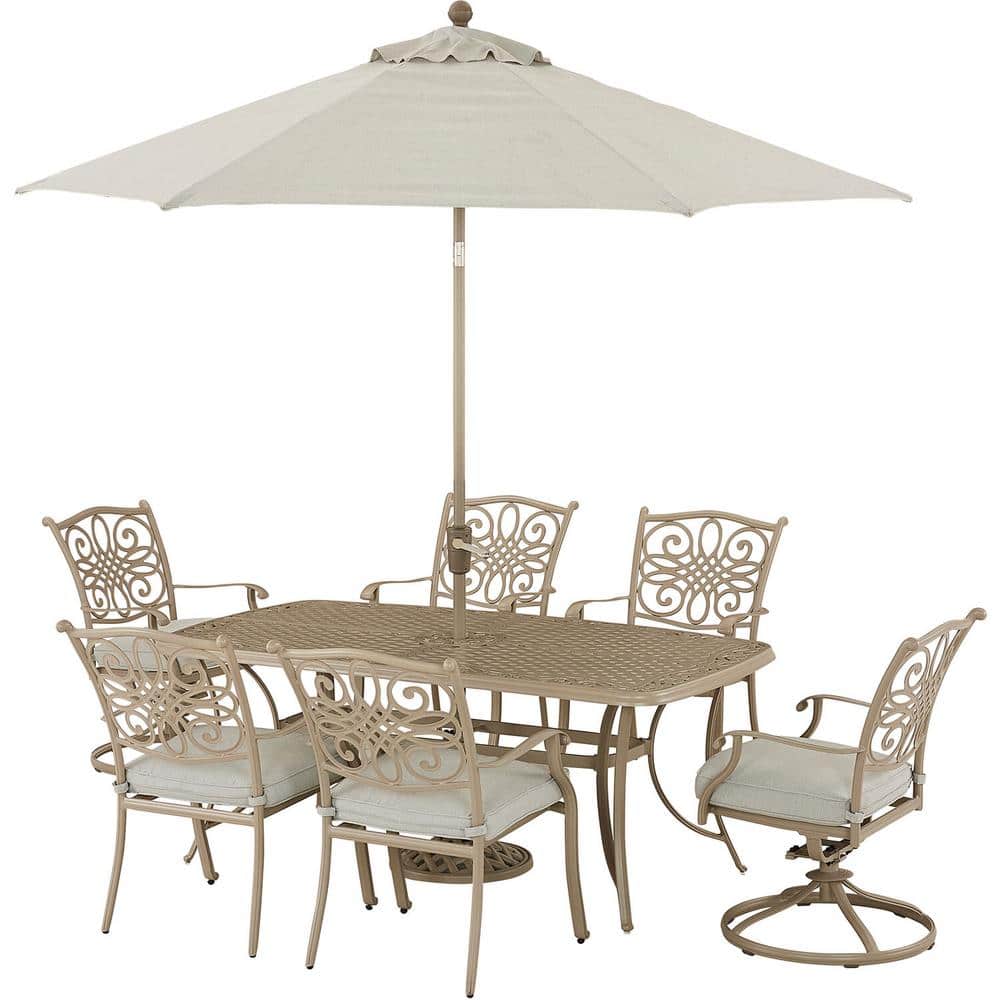 Hanover Traditions 7Piece Metal Outdoor Dining Set in Sand with