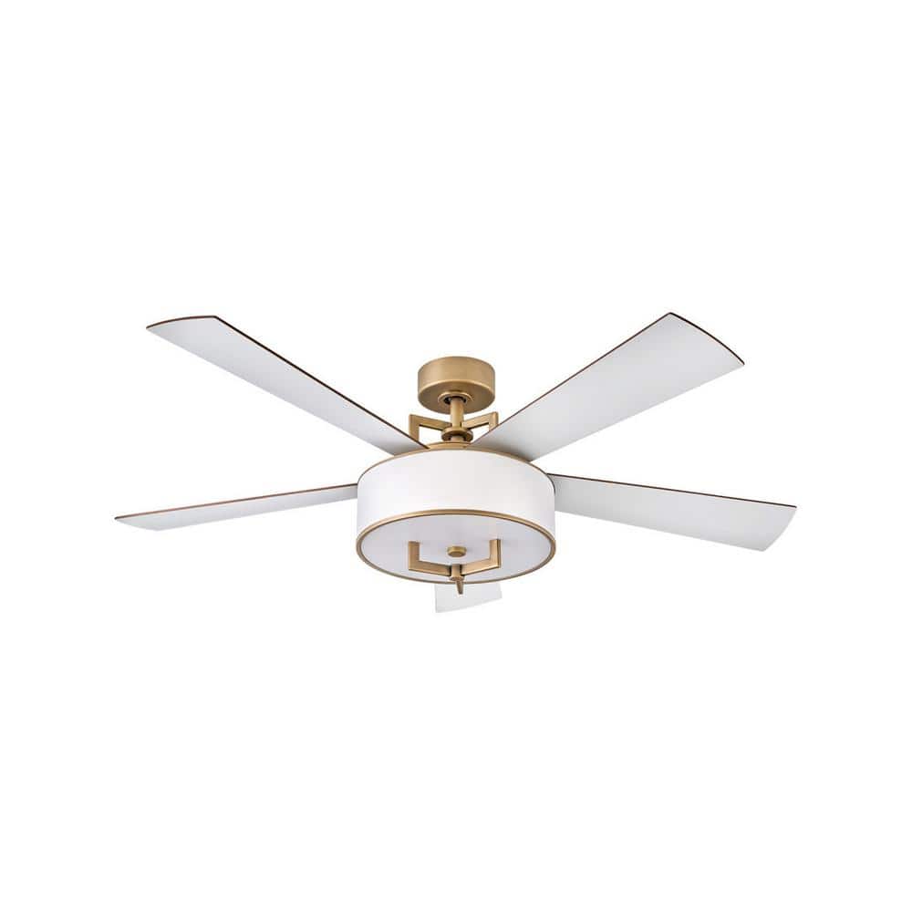Hampton 56" Heritage Brass Smart LED Ceiling Fan with Reversible Blades