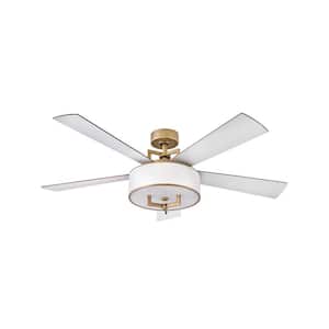 Hampton 56 in. Integrated LED Indoor Heritage Brass Ceiling Fan with Wall Switch