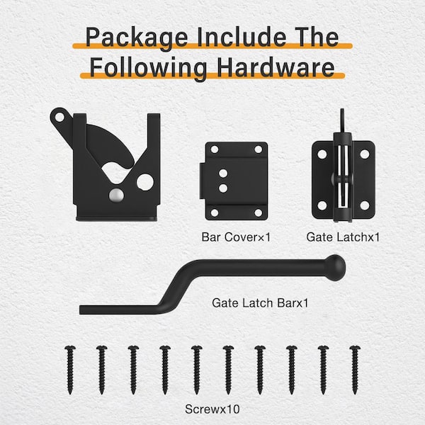 WINSOON 5.8 in. Black Iron Self-Adjusting Gate Latch with Screws