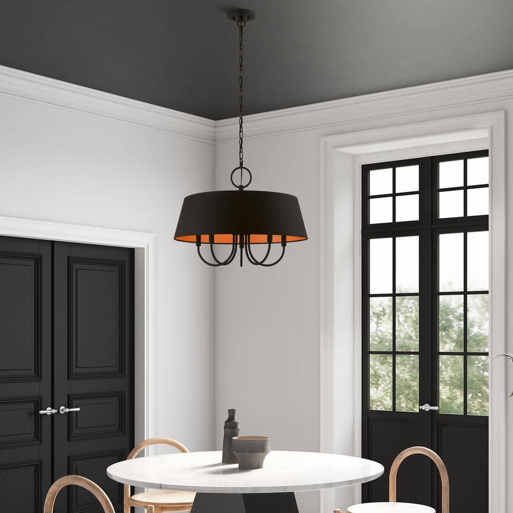 Palma Modern Retro 5-Light Black Drum Pendant Chandelier