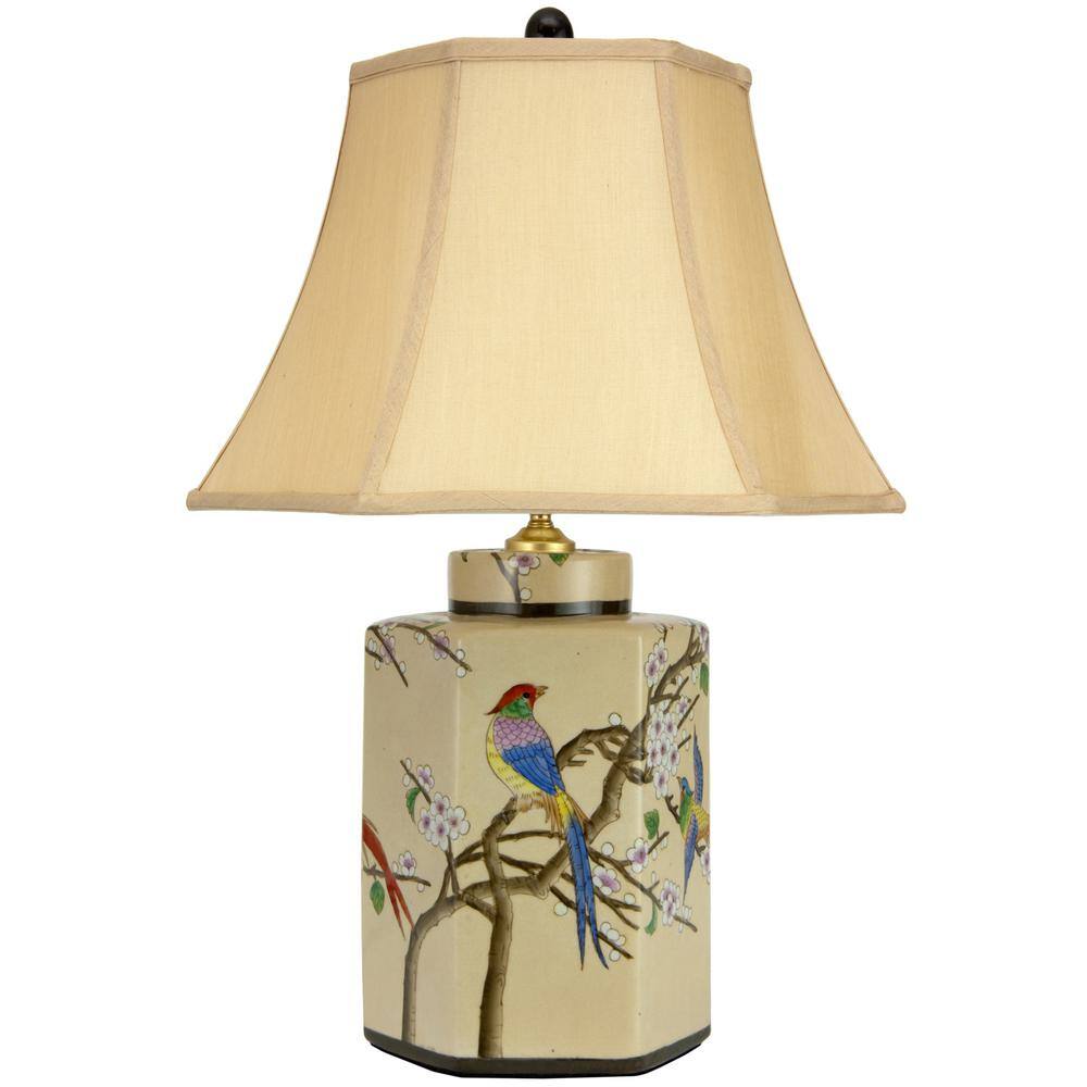 21.75 in. x 15 in. Beige Birds and Flowers Porcelain Jar Lamp price history on PriceWatchPro